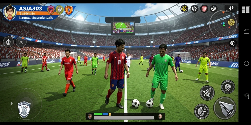 Screenshot ASIA303 menunjukkan aksi pertandingan sepak bola yang menegangkan.