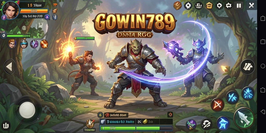 Tampilan gameplay menarik dari GOWIN789 dengan pertarungan RPG yang intens.
