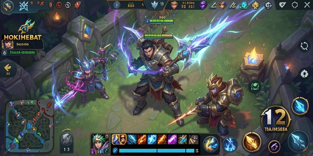 Tampilan gameplay seru di HOKIHEBAT, menunjukkan aksi pertarungan yang mendebarkan.