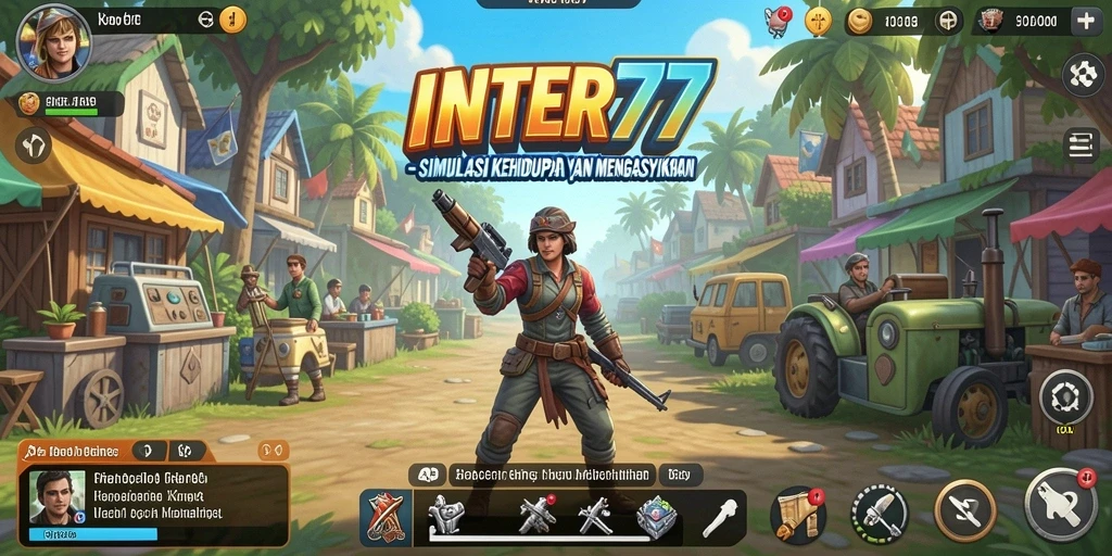 Screenshot gameplay INTER77 menunjukkan variasi aktivitas simulasi yang menarik.