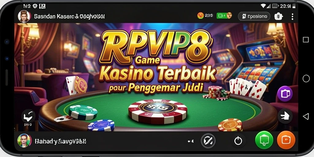 Screenshot gameplay RPVIP8 menampilkan suasana kasino yang mengesankan.