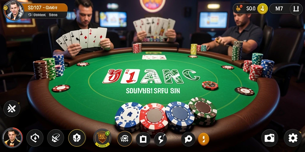 Screenshot SD107 menunjukkan suasana seru di meja Poker.