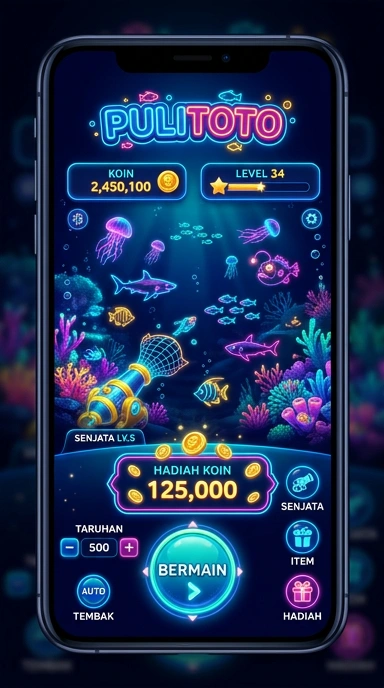 Tampilan utama aplikasi pulitoto untuk unduh APK.